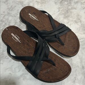 Merrell Black Brown Strappy Sandals Womens Sz 9